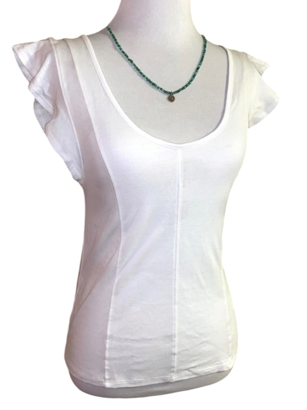 Free People flutter sleeve fitted top, white, size med (fits like small) Nwot